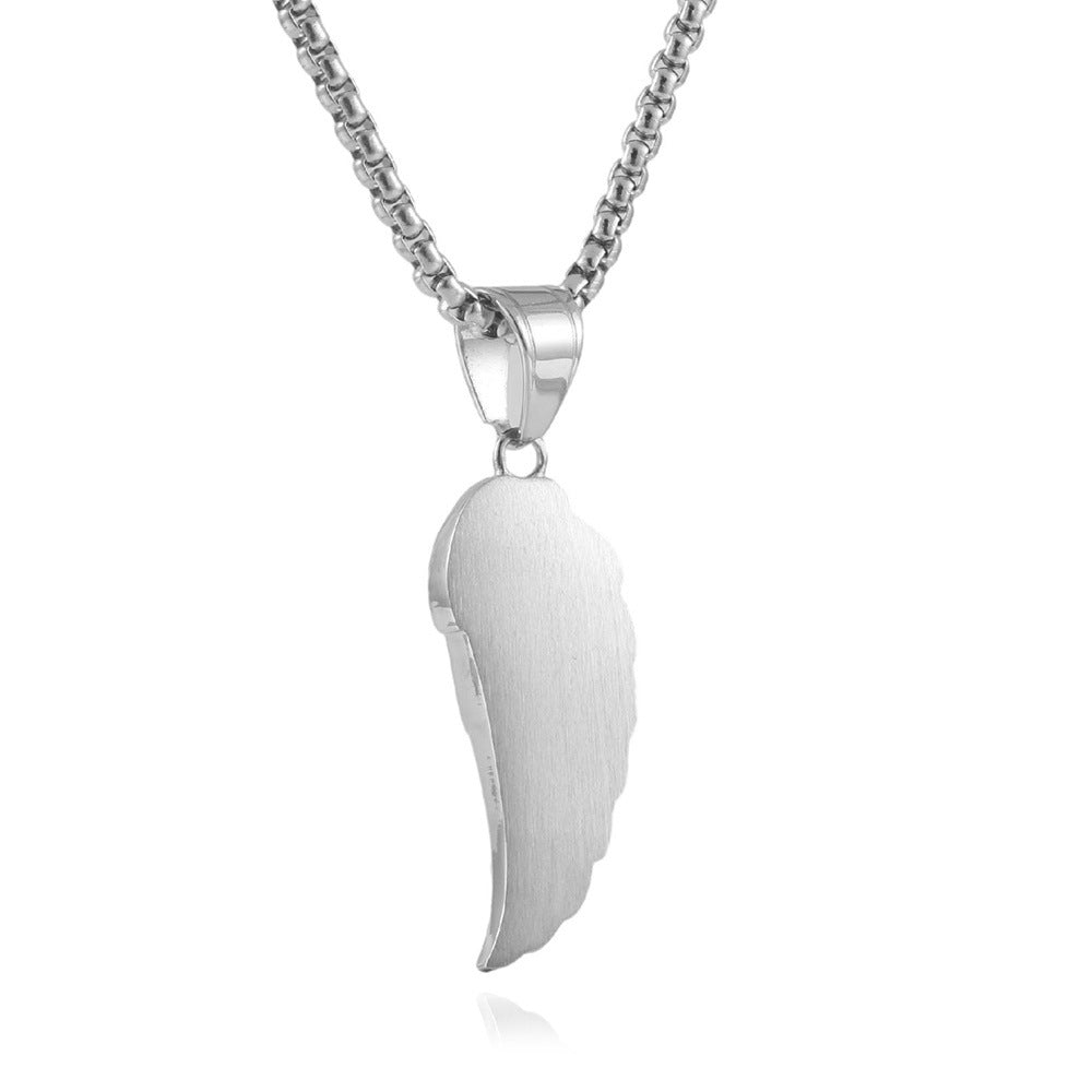 Titanium Steel Punk Retro Wing Pendant Necklace for Men and Women - Personalized Animal Feather Design