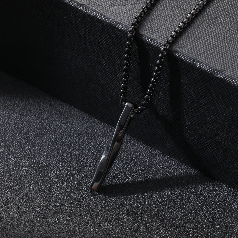 Planderful Personalized Hip Hop Mens Stainless Steel Necklace With Twisted Pendant Premium Gift