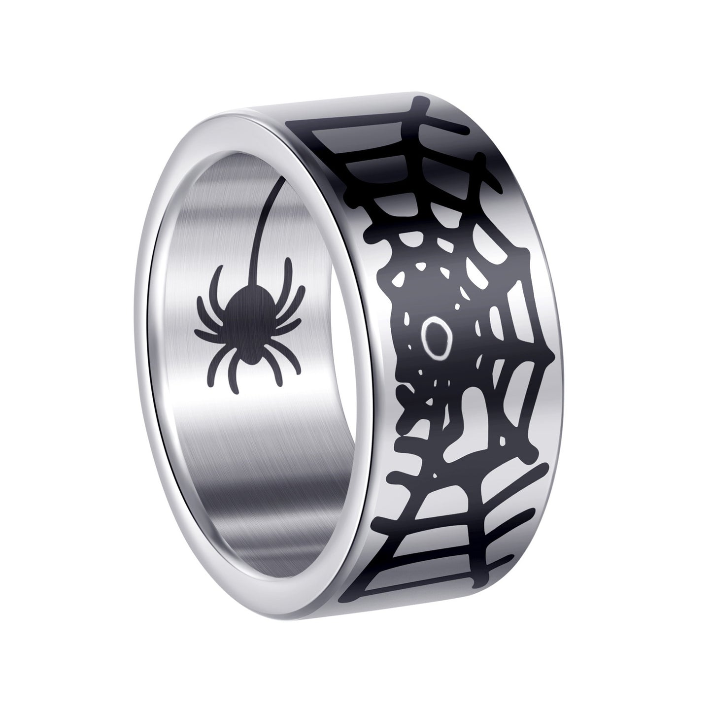Planderful Spider Web Titanium Steel Ring 10MM Men Edition