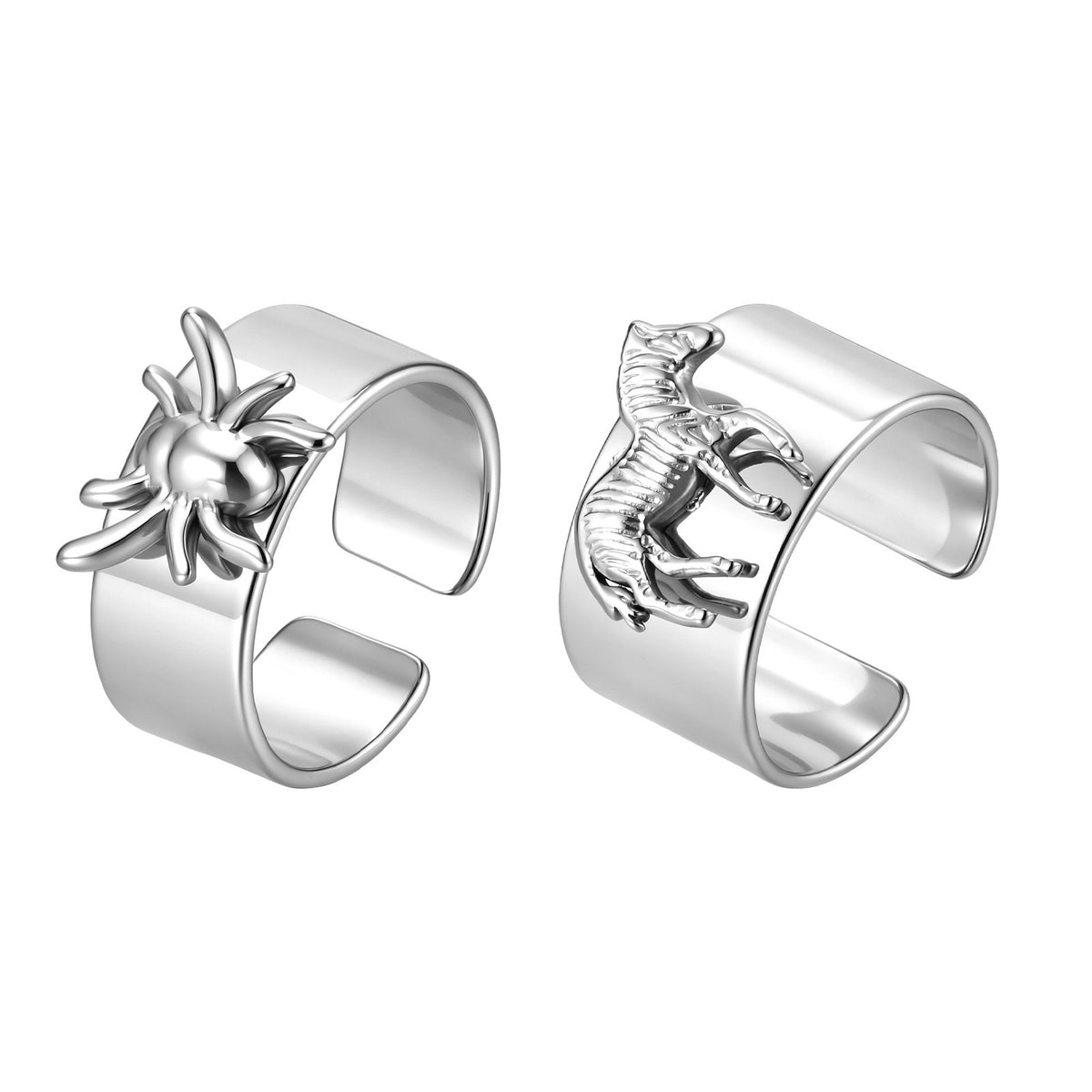 Spring & Summer Unique Index Finger Ring Stainless Steel Spider Opening Horse