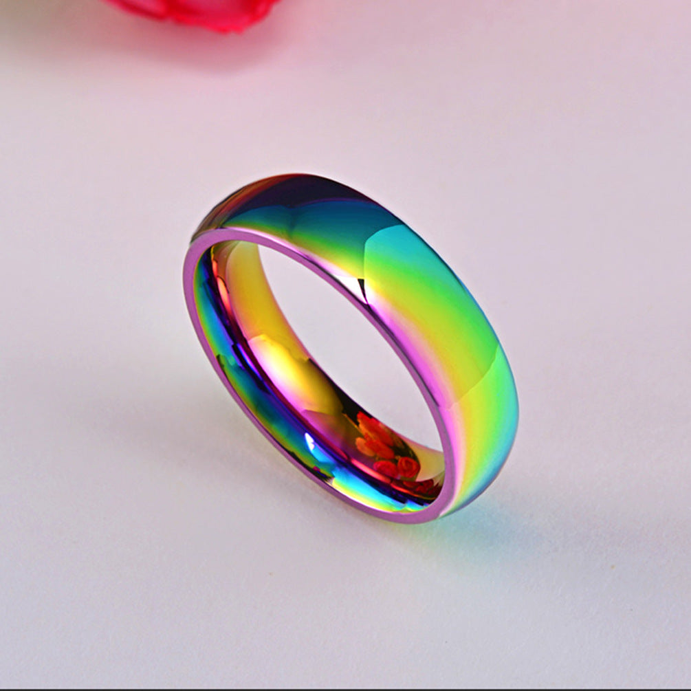 Colorful Titanium Steel Ring Gender-Neutral Rainbow Jewelry