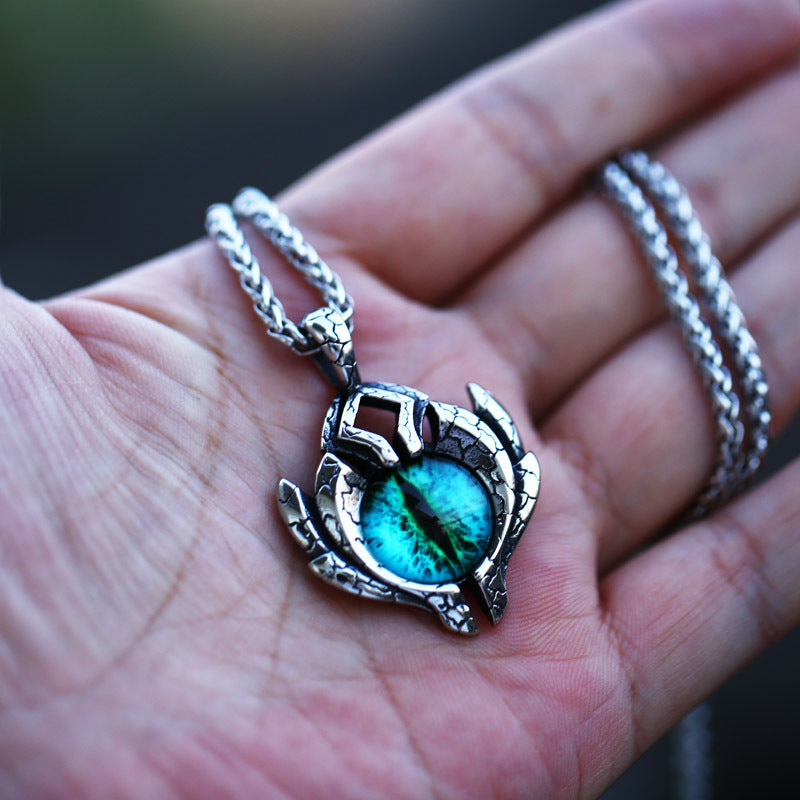 Vintage Devil's Eye Titanium Steel Pendant for Men - Unique European and American Style Jewelry