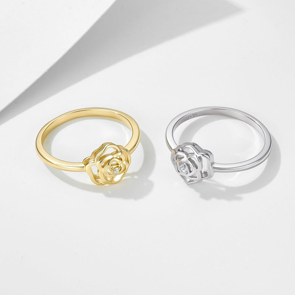 French Gentle Flower Sterling Silver Ring Ring Jewelry