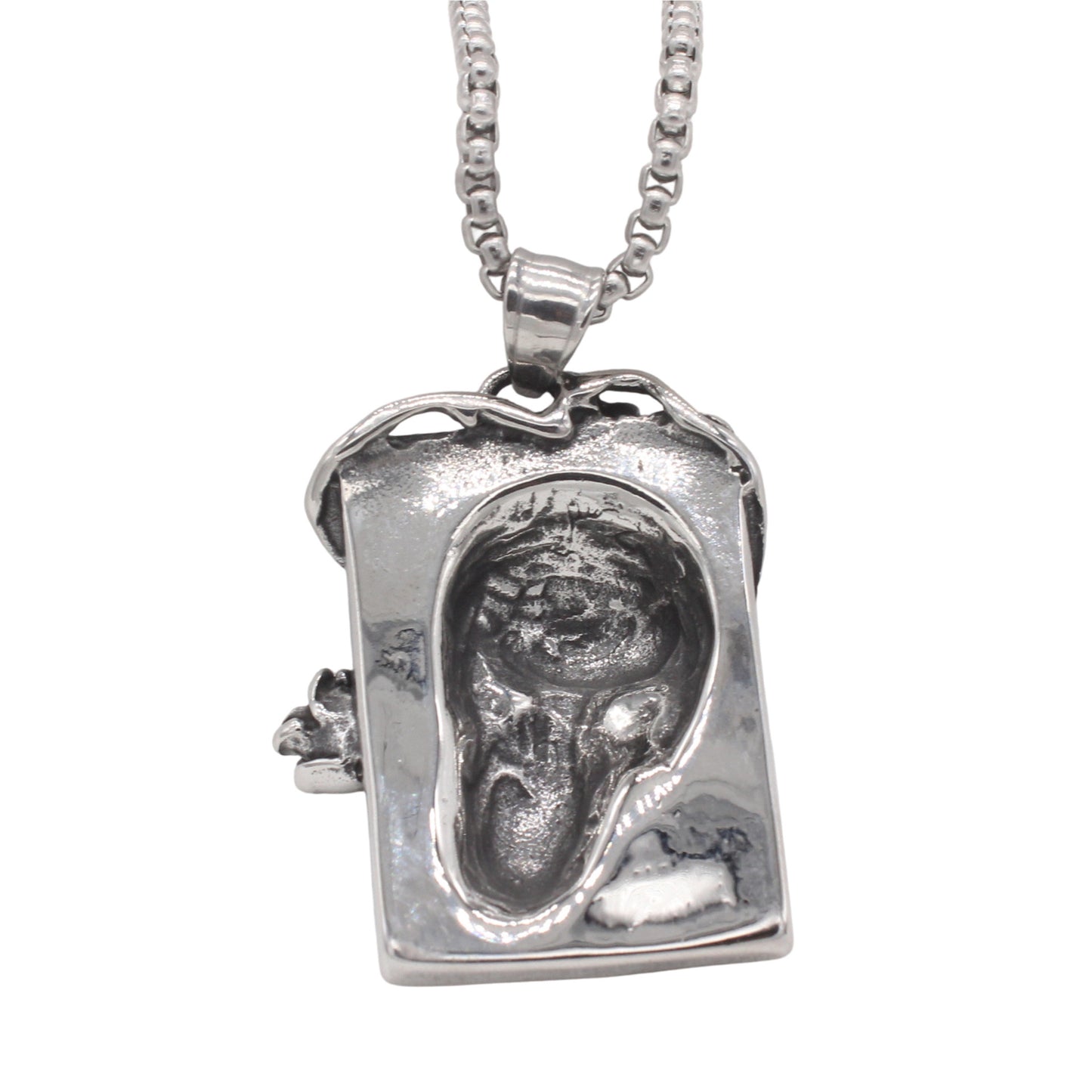 Planderful Jewelry Skull Pendant For Men With Rose Detailing In Titanium Steel Premium Craftsmanship