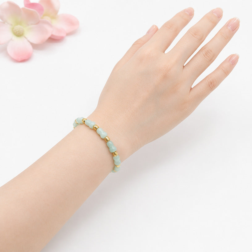 Jadeite Gourd 5*7 mm Beaded Bracelet