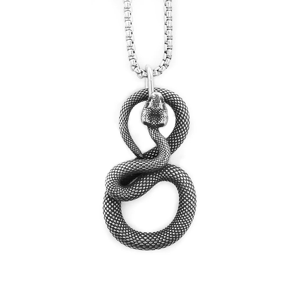 Planderful Stainless Steel Cobra Pendant Necklace For Men Retro Trendy Personalised Jewelry Norse Legacy