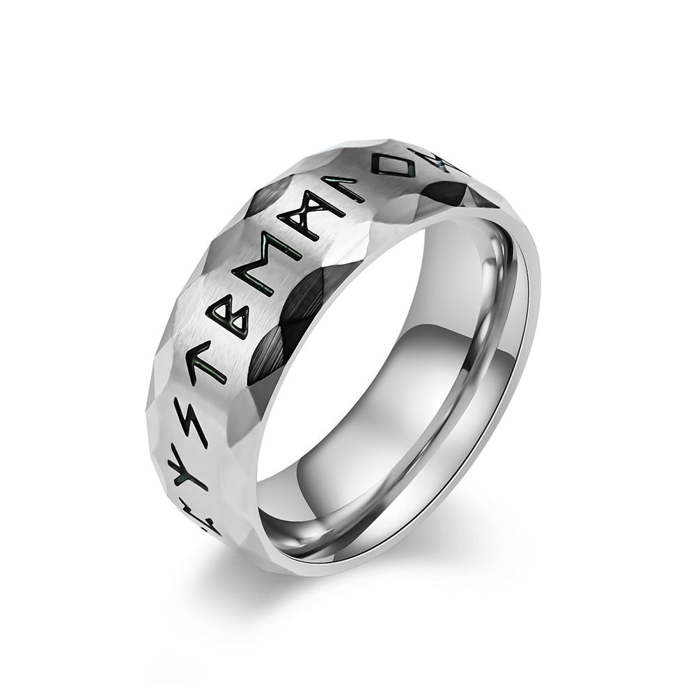 Planderful Viking Ring Nordic Text Titanium Steel For Men Durable Cultural Symbol Ring