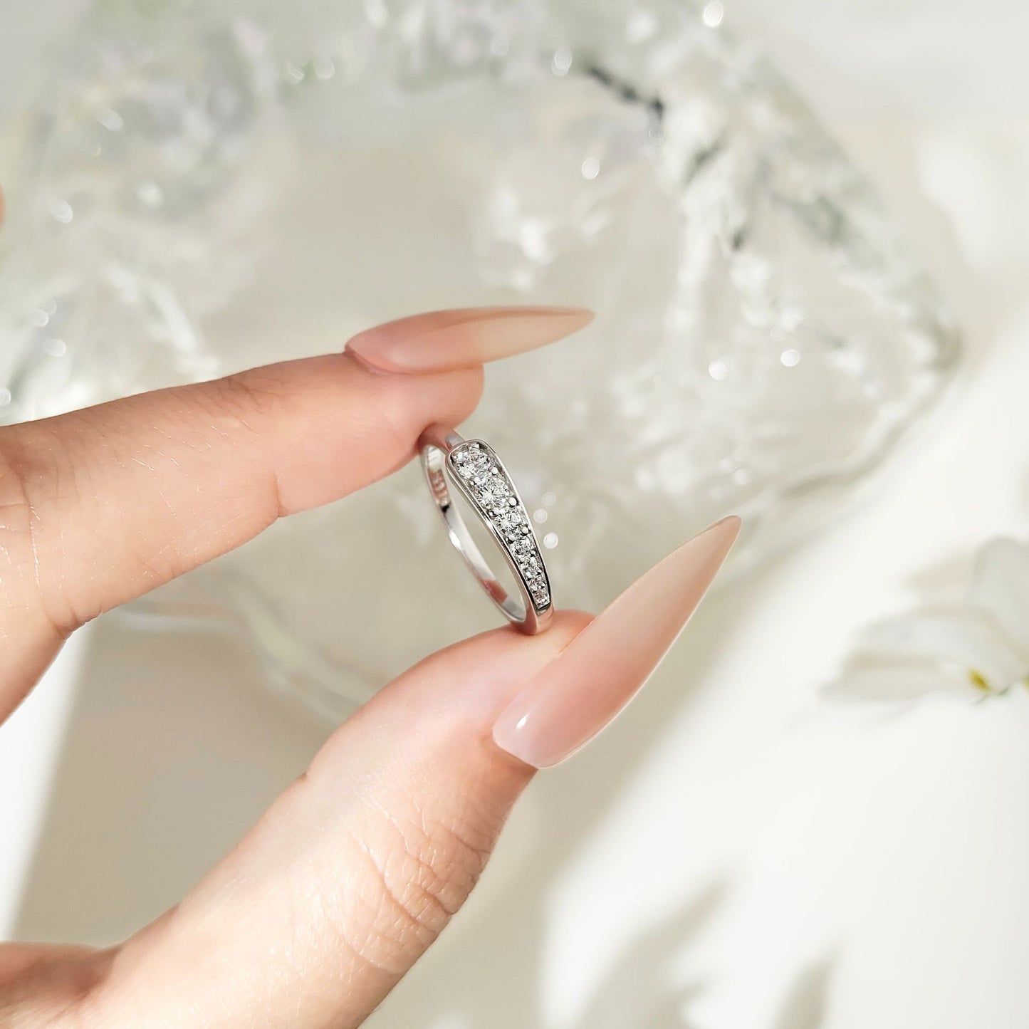 Sterling Silver Ring With Zircon Row By Planderful For Women Elegant Fashion Jewelry