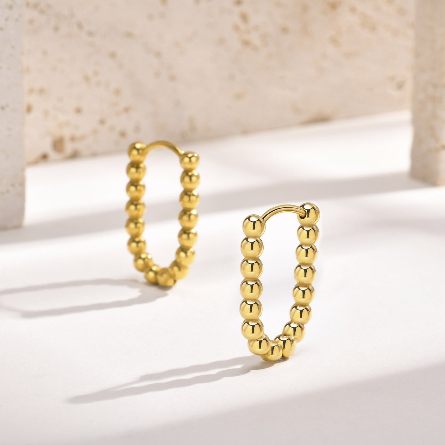 Cross-Border New Earrings Stainless Steel Plated 18K Gold Bead U-Shaped Women's Earrings