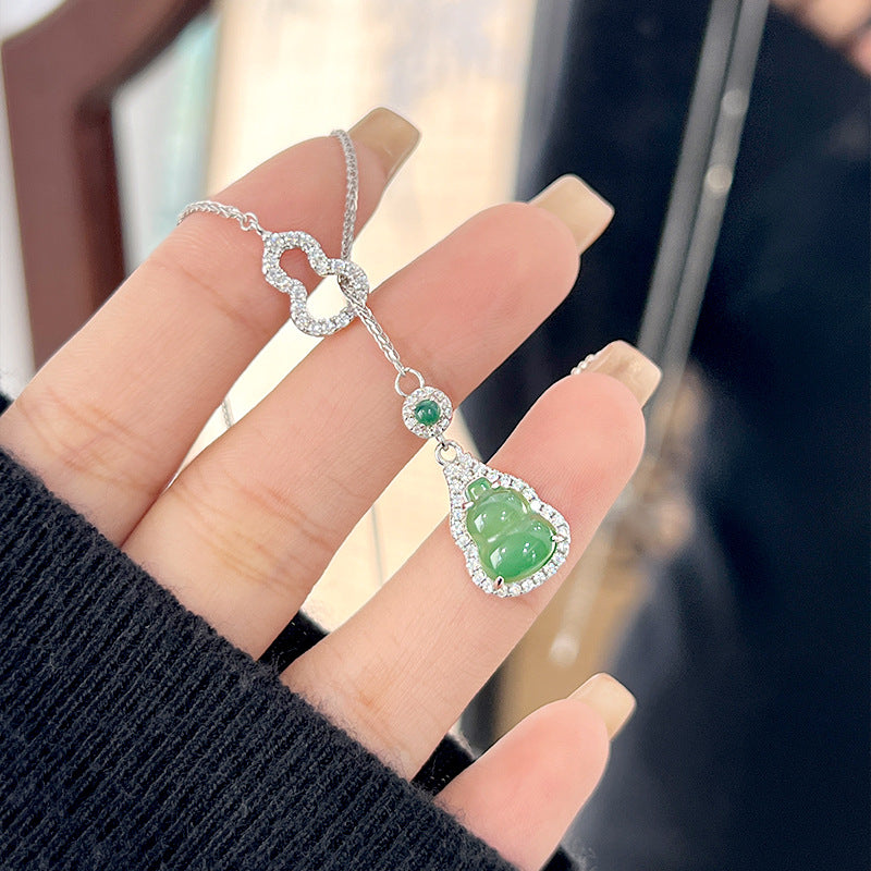 National Style Auspicious Fulu Chalcedony Gourd Necklace