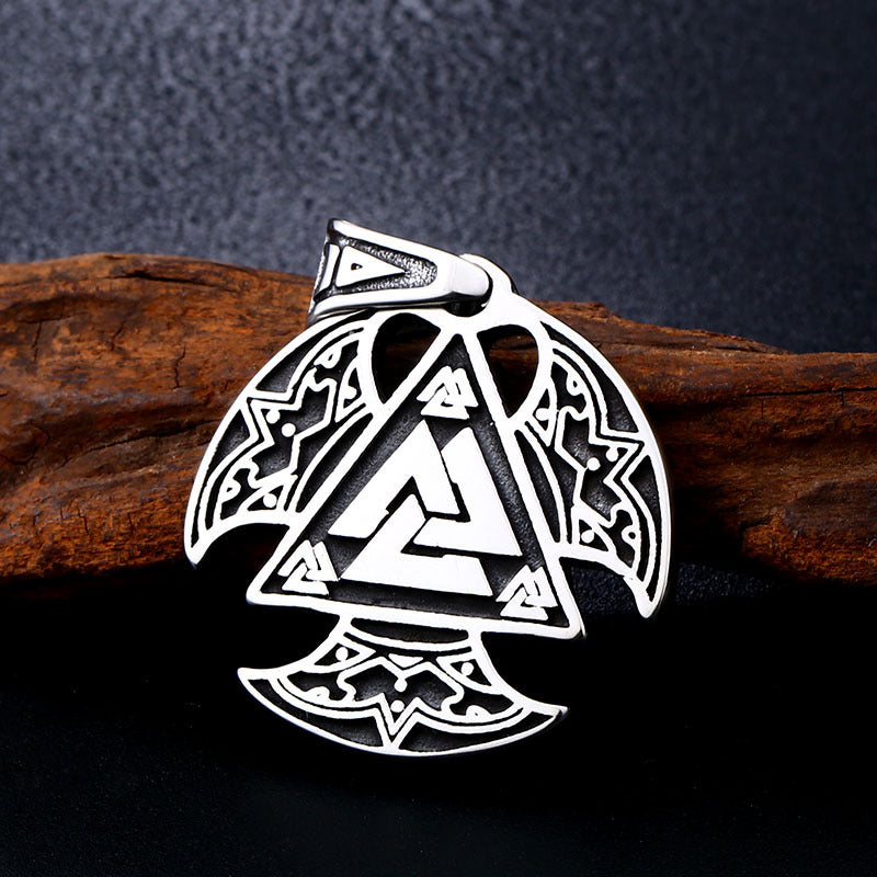 Titanium Steel Viking Symbol Pendant for Men - Wholesale Retro Jewelry