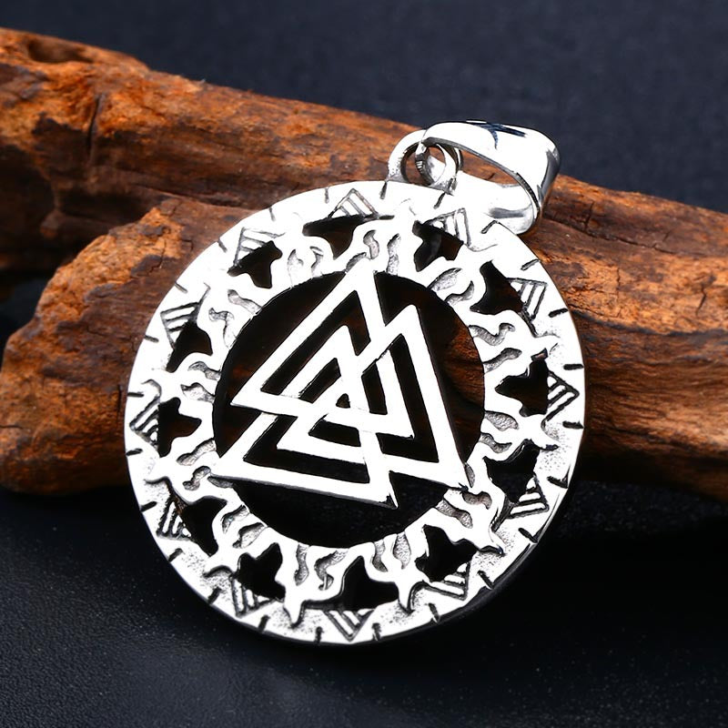 Nordic Viking-Inspired Triangular Titanium Steel Pendant Necklace for Men