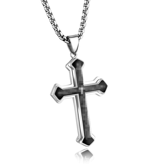 New Jewelry Titanium Steel Black Cross Pendant Necklace
