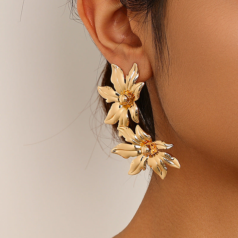 Metallic Irregular Flower Earrings - Vienna Verve Collection