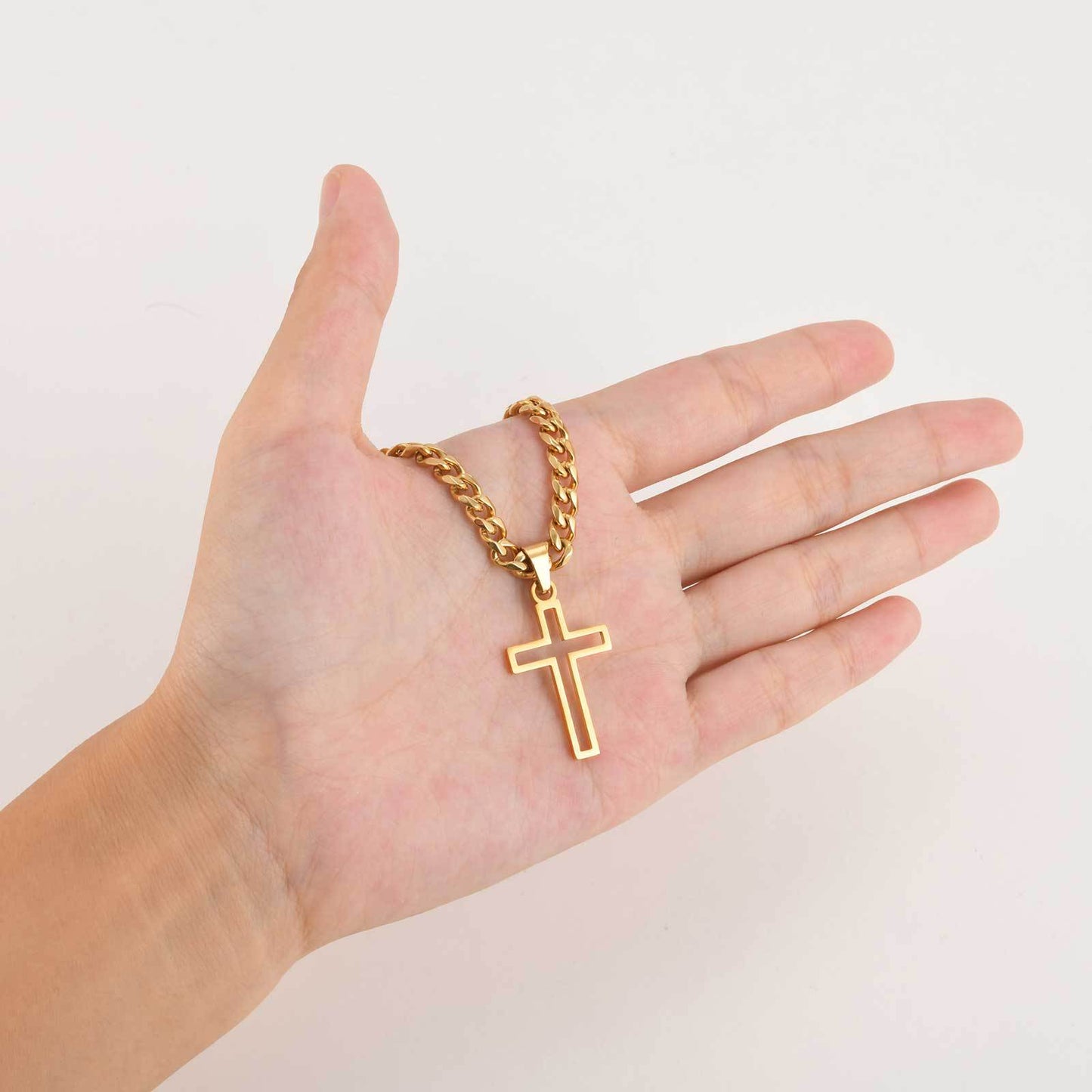 Planderful Titanium Hollow Cross Pendant Necklace For Men