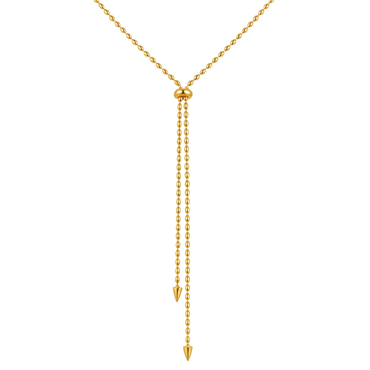 Design Stainless Steel Rice Bead Chain Adjustable Necklace