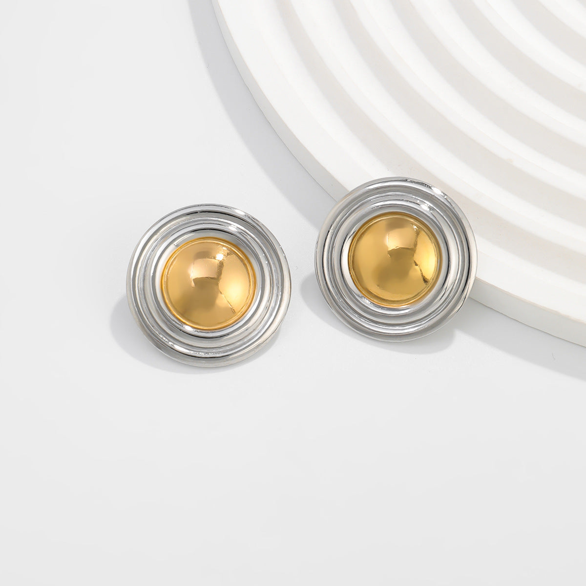 Planderful Vienna Verve Stainless Steel Stud Earrings For Women Textured Oval Beaten Texture