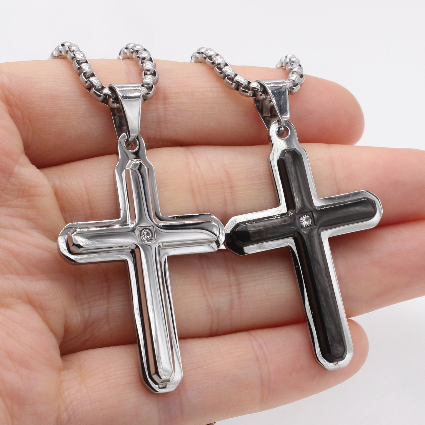Planderful Jewelry Minimalist Cross Pendant in Steel for Men with Modern Everyday Elegance