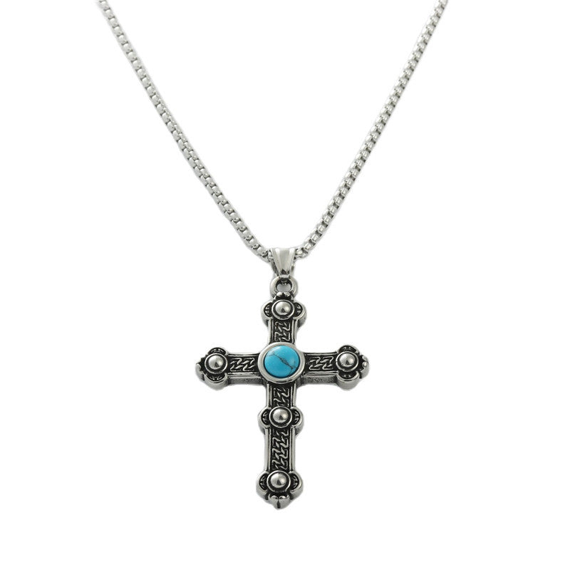 Personalized Retro Titanium Steel Cross Necklace for Men - Trendy Stainless Steel Pendant