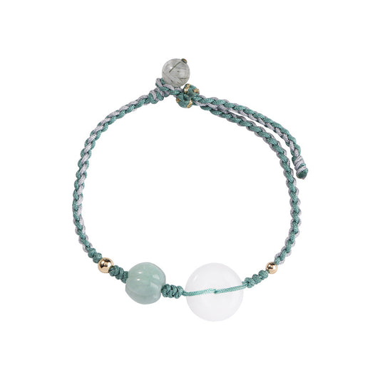 Fortune's Favor Sterling Silver Natural Jade Woven Bracelet