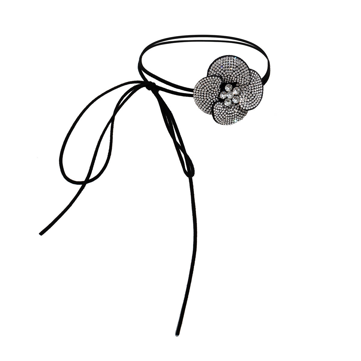 Multi-layer Tassel Choker Necklace with Full Diamond Flower Design