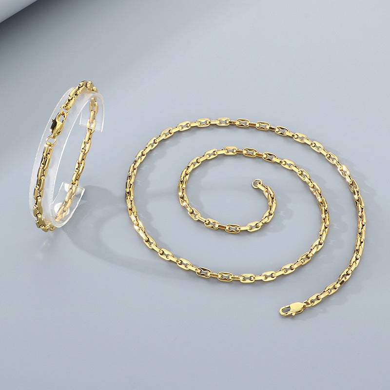 Planderful Premium Titanium Steel Mens Bracelet Interlock