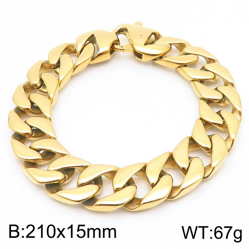 Hip-Hop Minimalist Bracelet – Vacuum Electroplated Dopamine Cut-Edge Cuban Chain