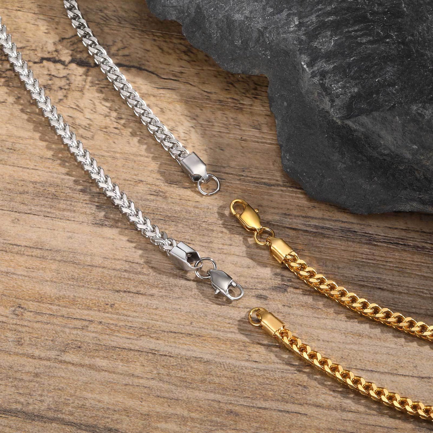 Stainless Steel Six-Sided Grinding Steel Necklace – Gold Unisex Unisex
