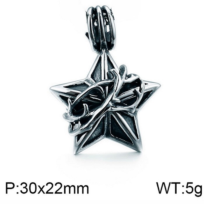 Planderful Vintage Cross Flower Mens Pendant Black Zircon