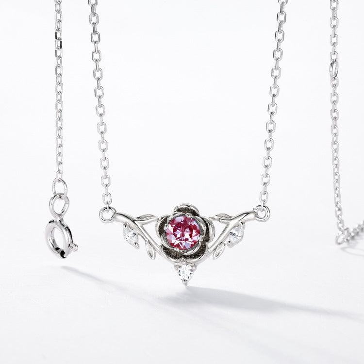 S925 Sterling Silver Lab-Grown Alexandrite Round Necklace