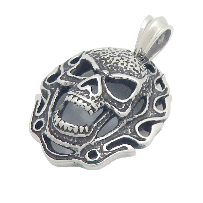Halloween Ghost Mask Punk Style Skull Stainless Steel Men's Pendant Necklace