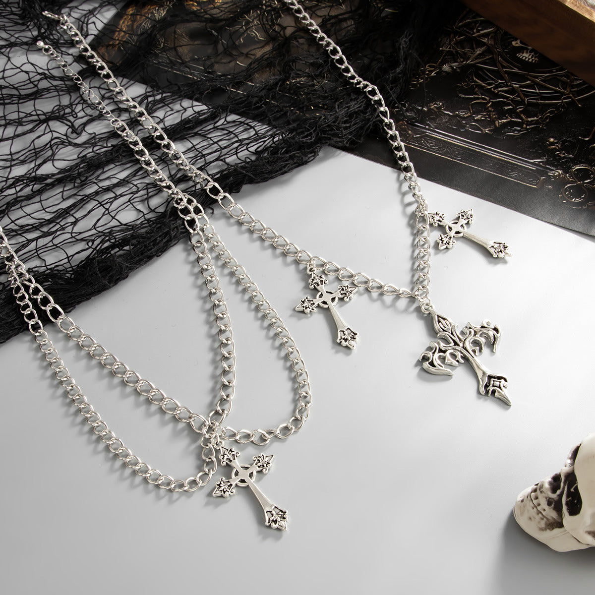 Hip-Hop Cross & Heart Chain Necklace