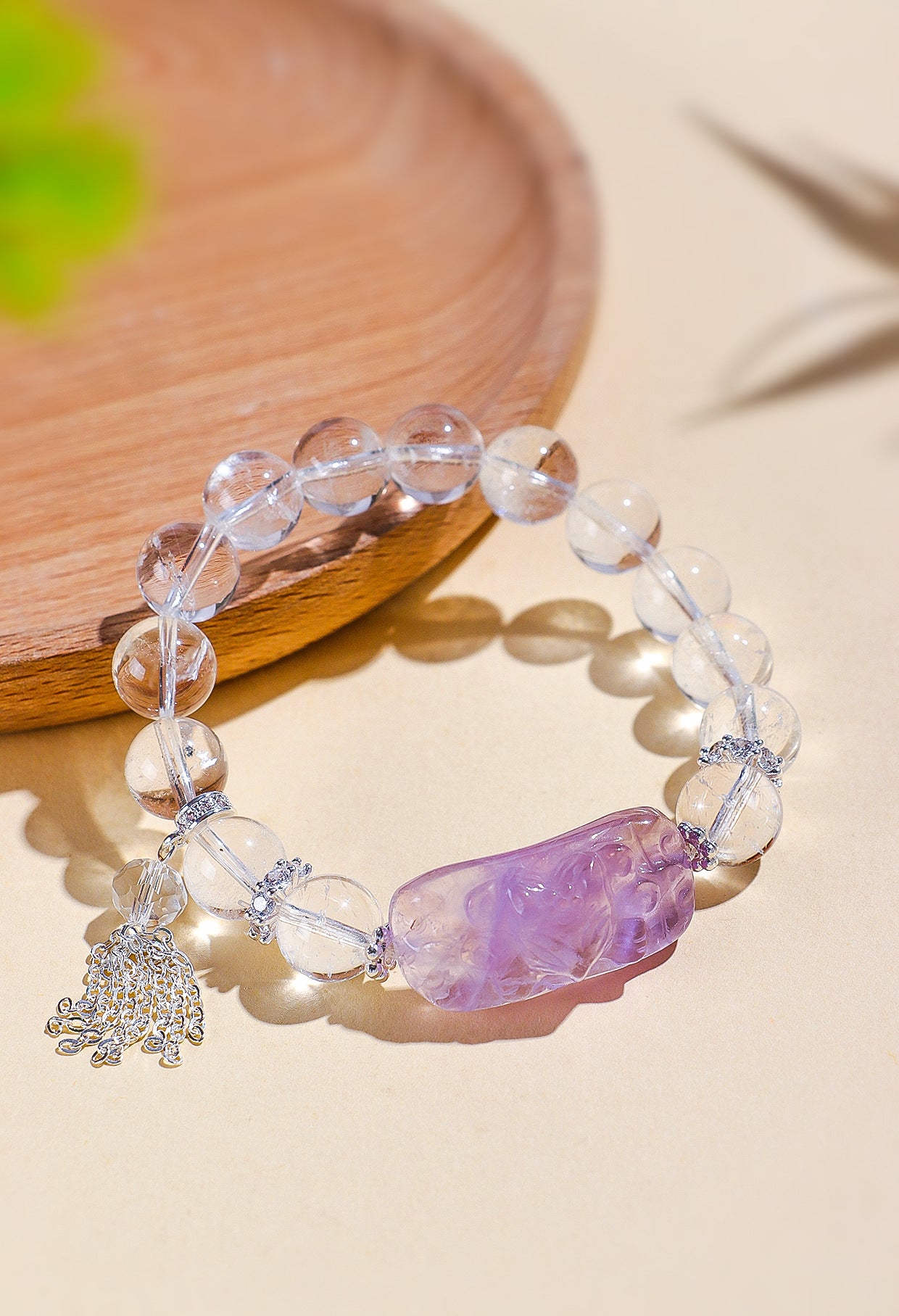Planderful Fortune's Favor Bracelet – Natural Amethyst and White Crystal Design