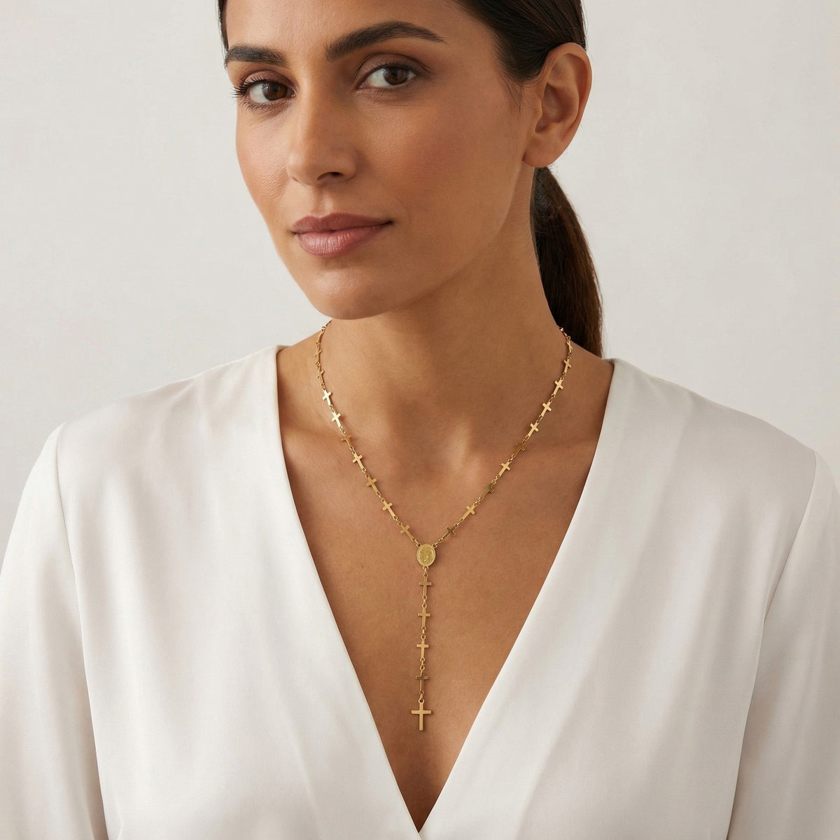 Stainless Steel Cross Y-Shaped Necklace Exquisite Necklace