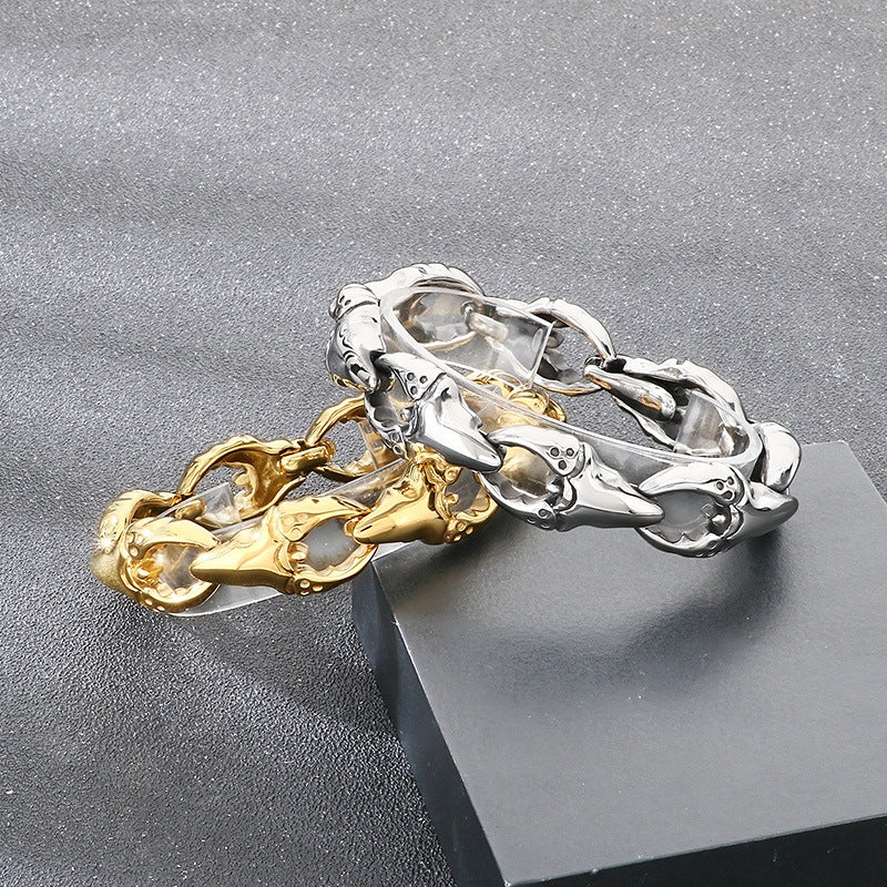 Rock Crab Claw Bracelet – Punk Vacuum Plating – Gold Clamp Titanium Steel Men's