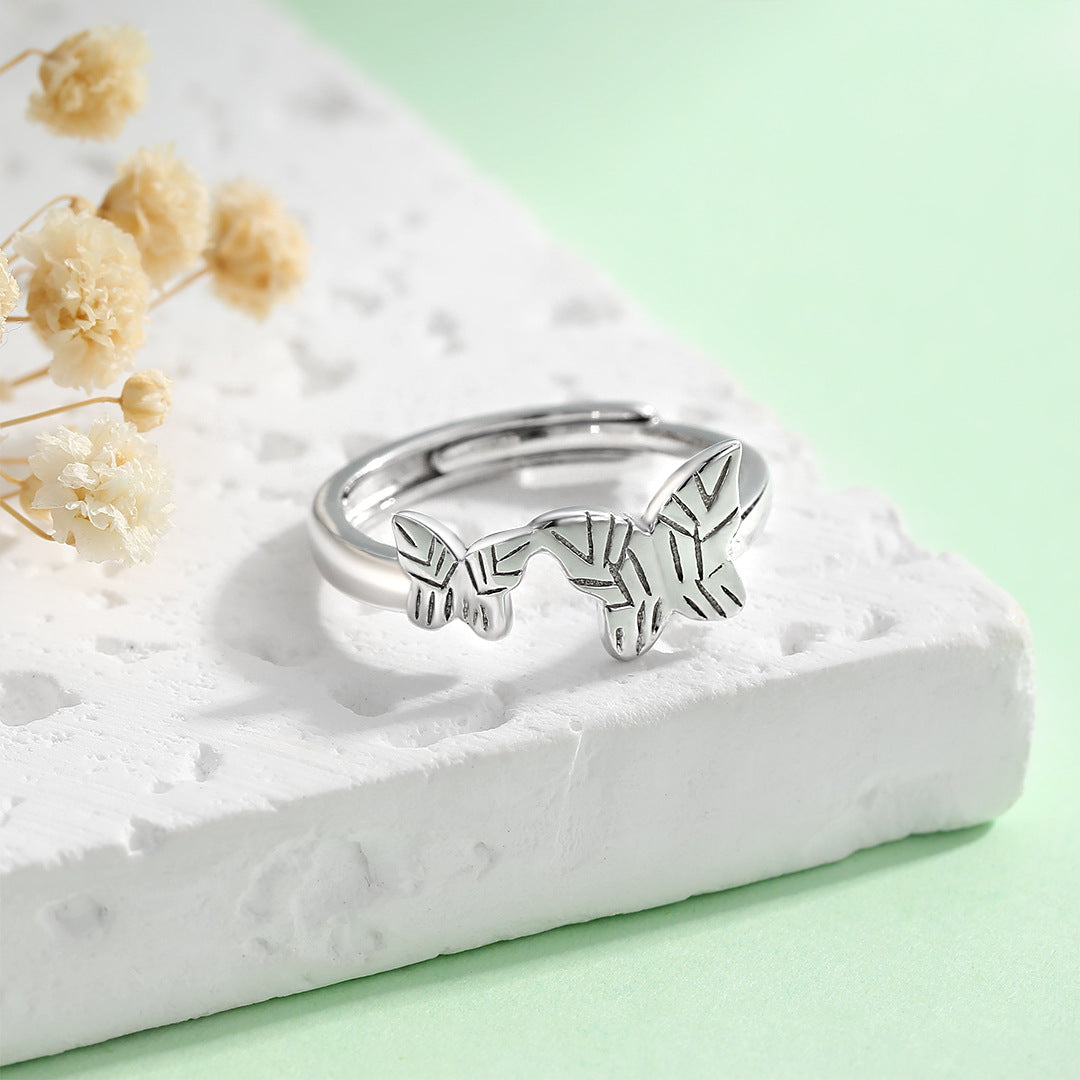 Planderful Sterling Silver Butterfly Ring For Women Adjustable Open Tail Design Elegant