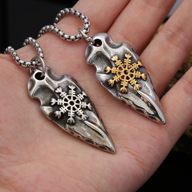 Titanium Steel Viking Compass Rune Men's Pendant Neck Chain