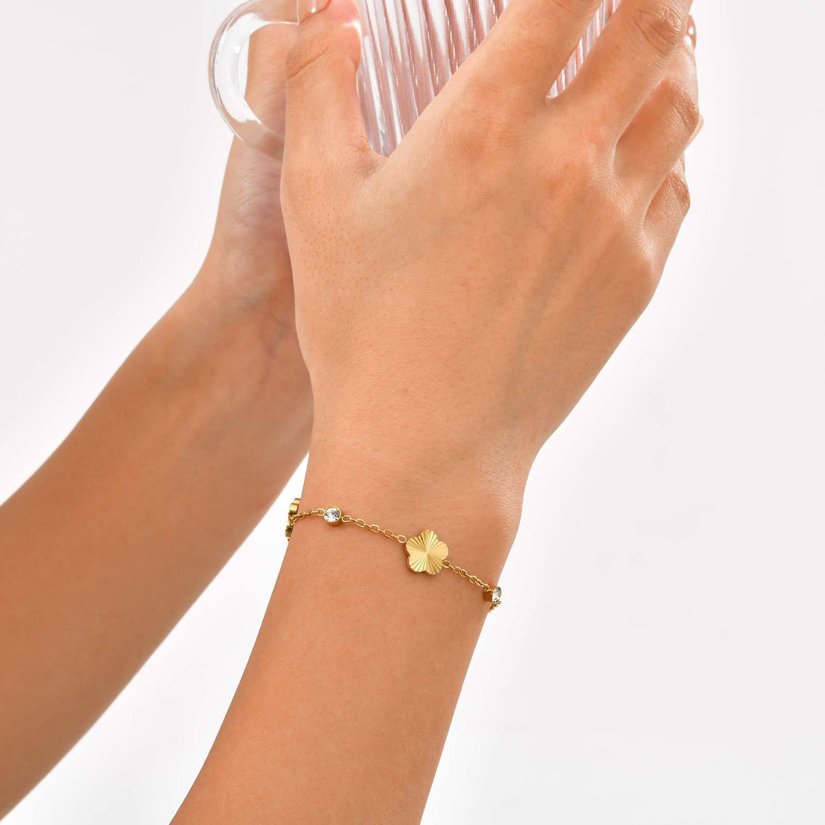 Flower Zircon Stainless Steel Bracelet