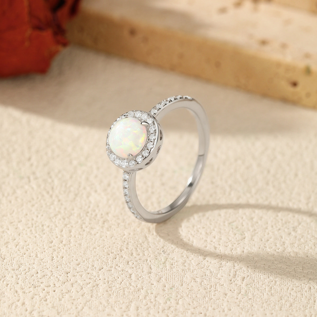 925 Sterling Silver Faux Opal Ring