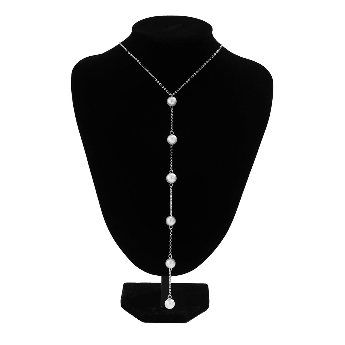 Planderful Vienna Verve Imitation Pearl Fringe Necklace For Women Chic Slim Long Chain
