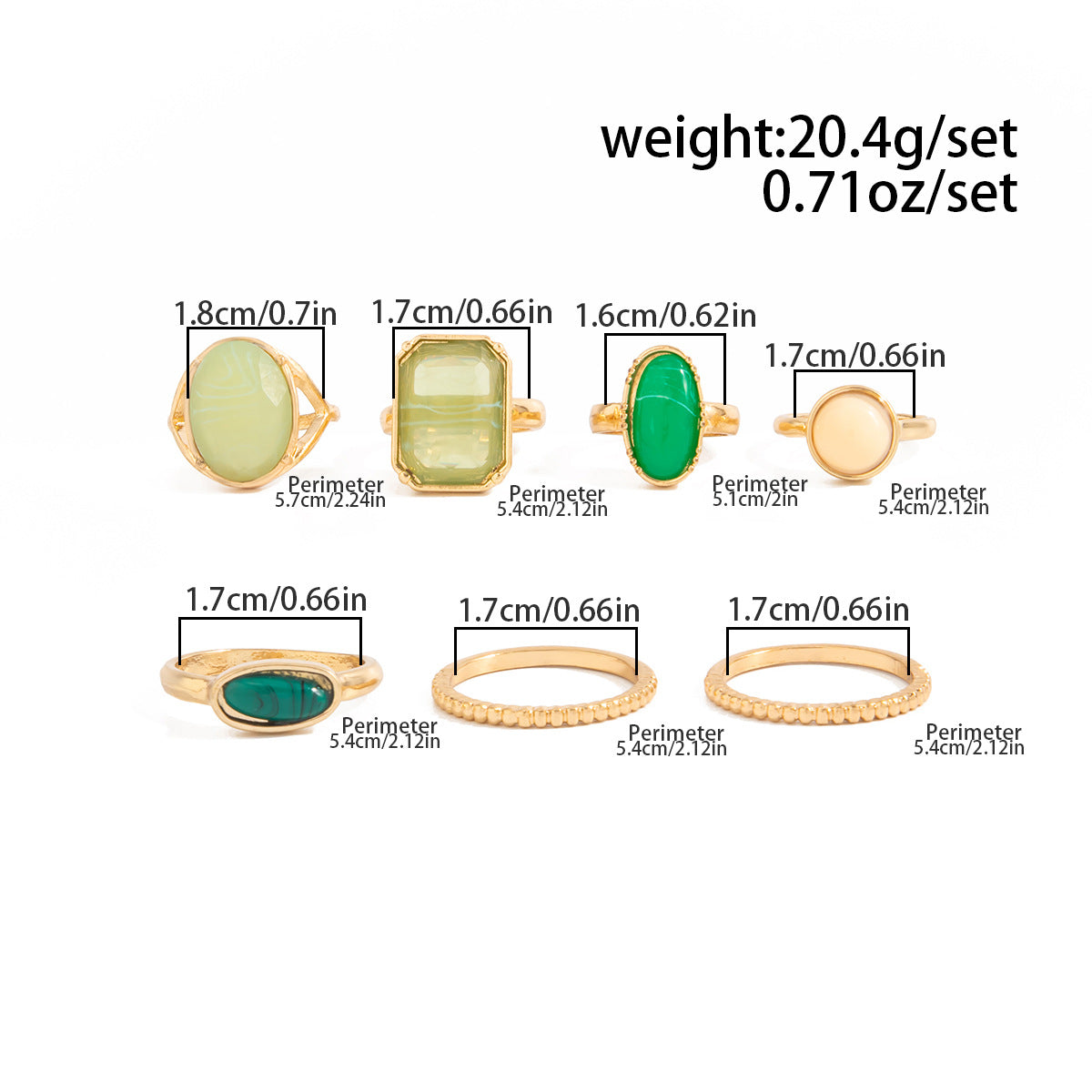 Planderful Vienna Verve Stacked Resin Ring Green Stone Retro Geometric Vintage Statement Jewelry For Fashion Lovers