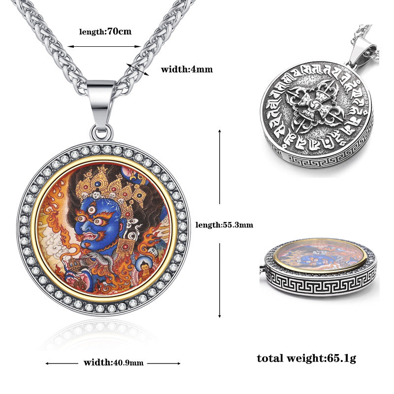 Zircon Necklace – Vintage Tibetan Thangka Pendant