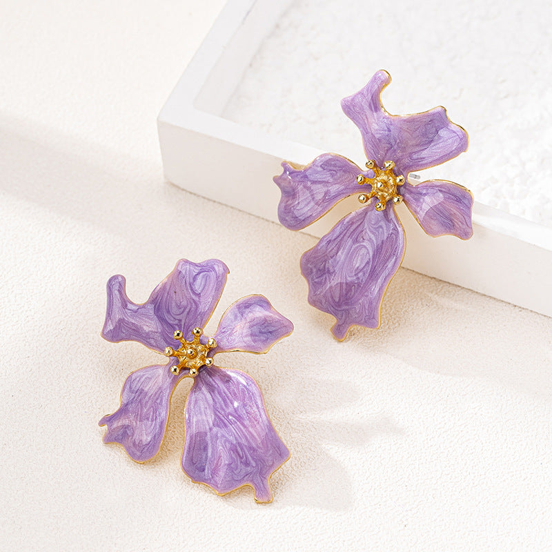 Planderful Vienna Verve Earrings – Retro Exaggerated Pink Flower Design