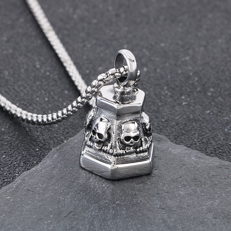 Planderful Ghost Head Pendant For Men Punk Skull Necklace