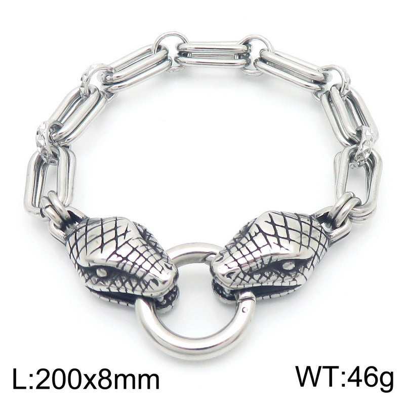 Planderful Men Stainless Steel Bracelet Double O Chain