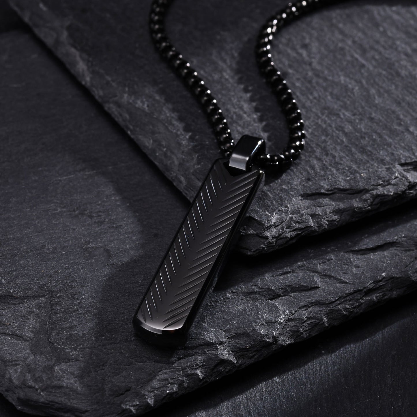 Geometric One-Word Strip Titanium Steel Flower Pendant for Men