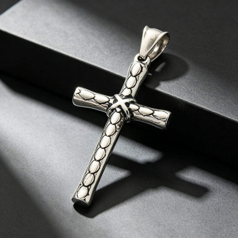 Halloween Diablo Skull Necklace Pendant Street Gothic Men's Stainless Steel Cross Pendant