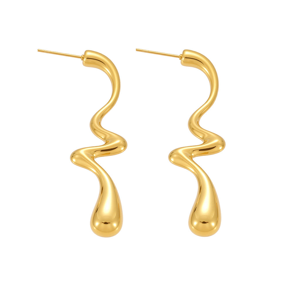Planderful Women Irregular Water Drop Earrings 18K Gold