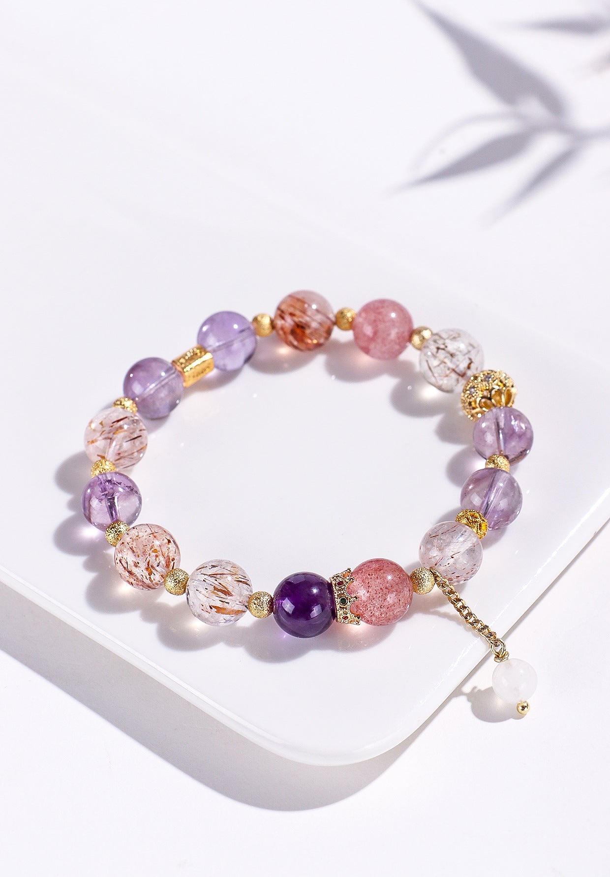 Planderful Fortune's Favor Bracelet – Elegant Amethyst and Strawberry Crystal Design