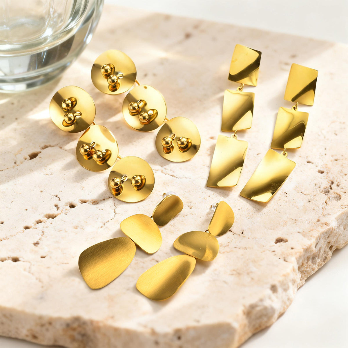 Gold-Plated Sculptural Drop Earrings